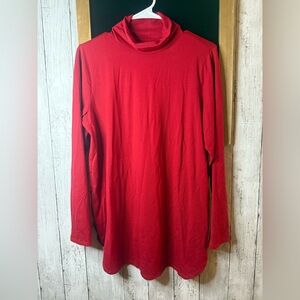 J Jill Luxe Tunic Women's Sz M  Red Supima Turtleneck Long Sleeves Shirt